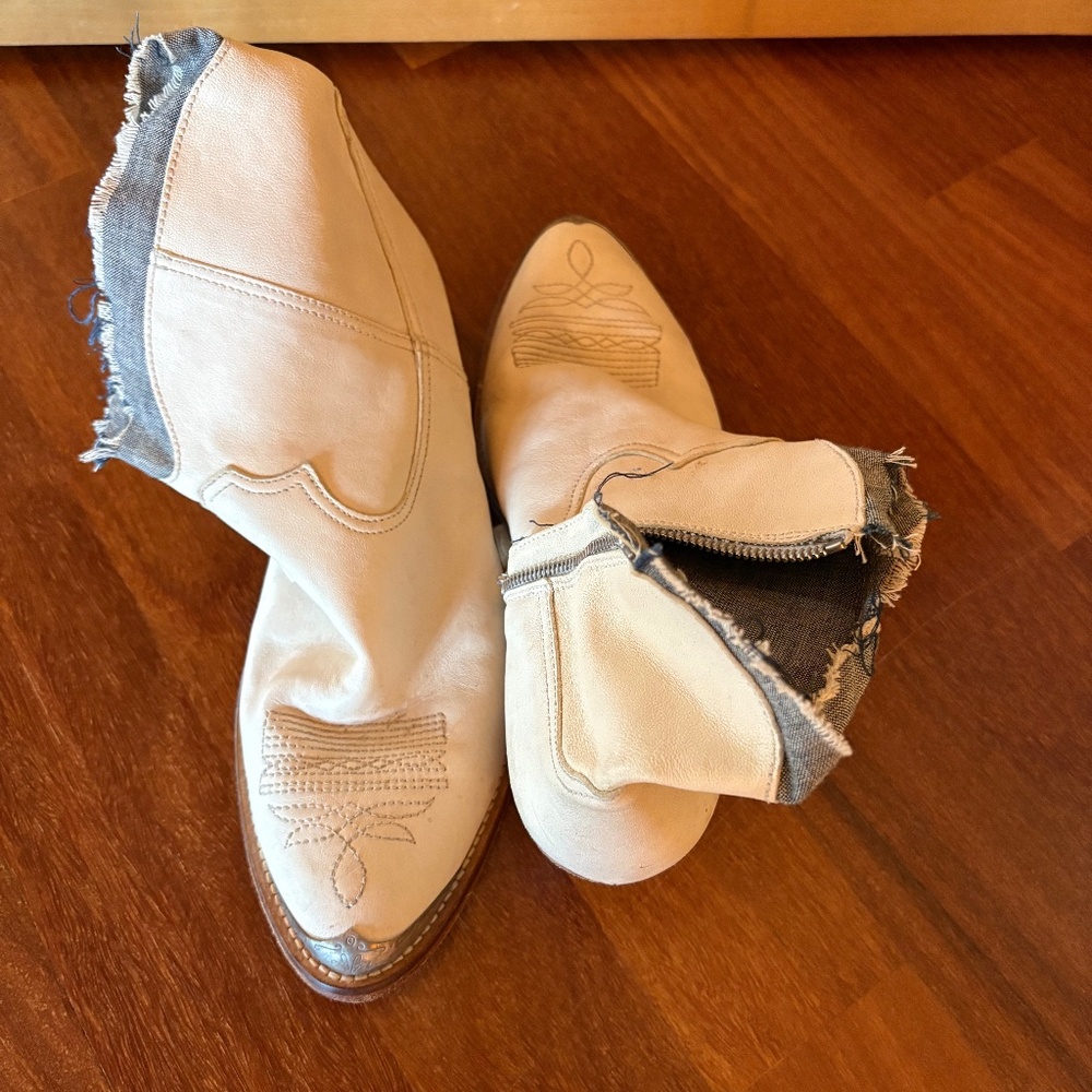 Golden goose white cowgirl boot